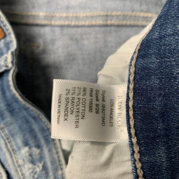 Judy Blue Women Jeans 9 / 29 Blue Denim Slim Fit Stretch Distressed 26.5" - Picture 10 of 13